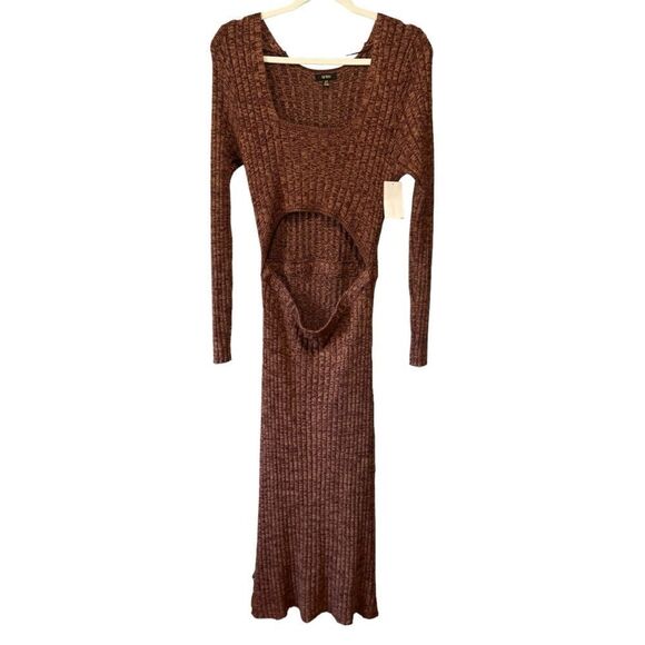Revolve AFRM Skye Cutout Midi Sweater Dress in Marled Port - Picture 5 of 9
